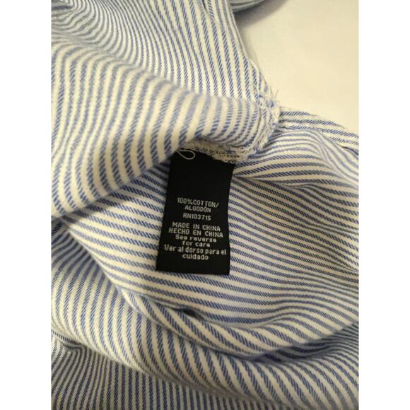 Zac & Rachel blue white striped long sleeve ruffled blouse smocked. Size 1X. - Picture 4 of 5